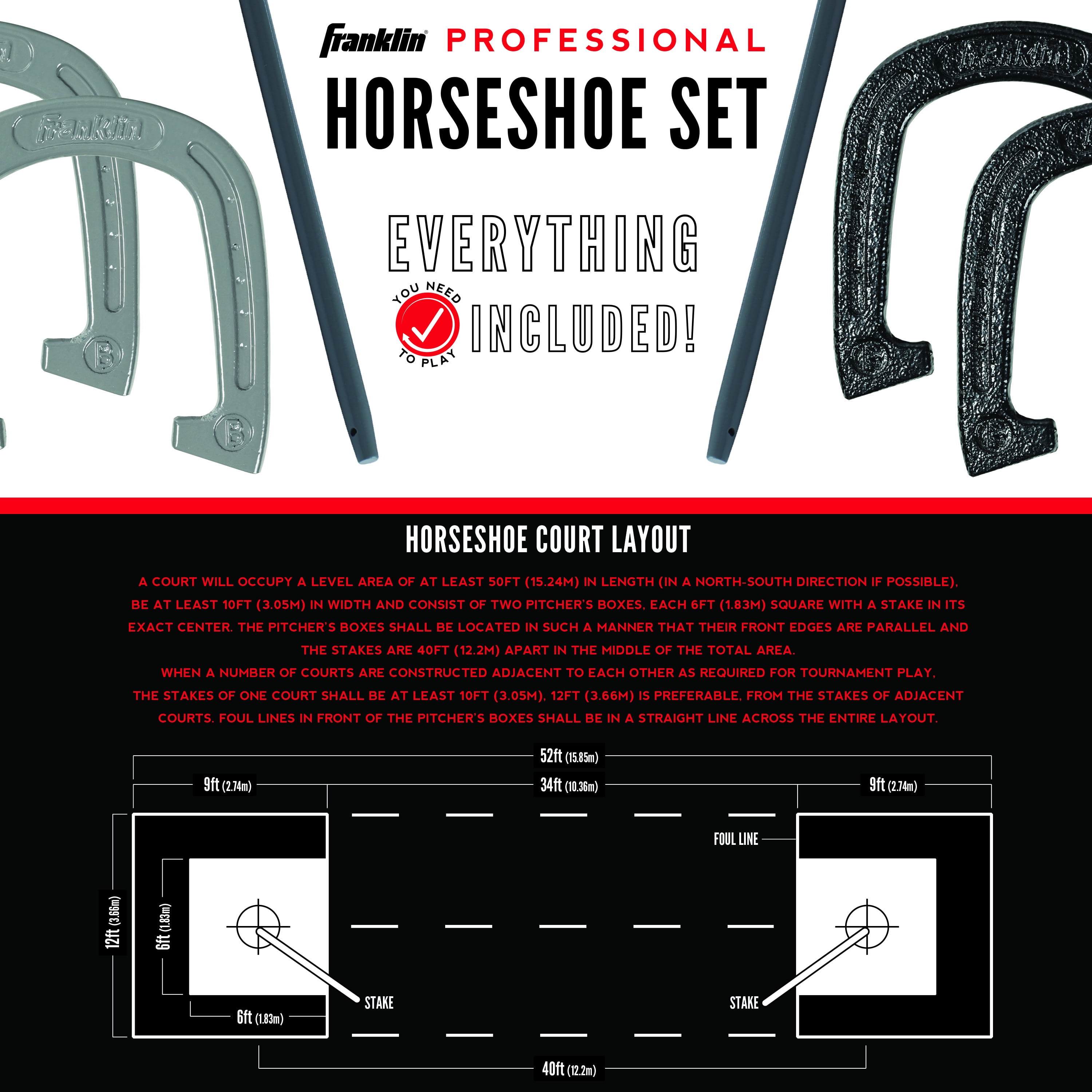 Franklin Sports Horseshoes - Beach or Backyard Horseshoe Play - Professional Set