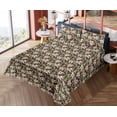 thumbnail image 4 of Ambesonne Floral Fitted & Flat Sheet with Shams 4 Pcs Set, Vintage Lily Flowers Exotics, Queen, Dark Purple Green and Pink, 4 of 5