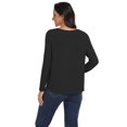 thumbnail image 4 of Asklazy Women's Ribbed Knit V-Neck Tie Front Long Sleeve Slim Fit Casual Tunic Tops,US Size,Black,L, 4 of 9