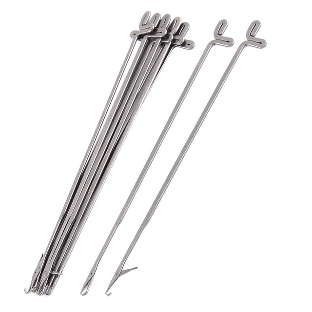 Organizador de cuentas de metal hecho a mano para ganchillo y agujas de tejer gris, 10 piezas
