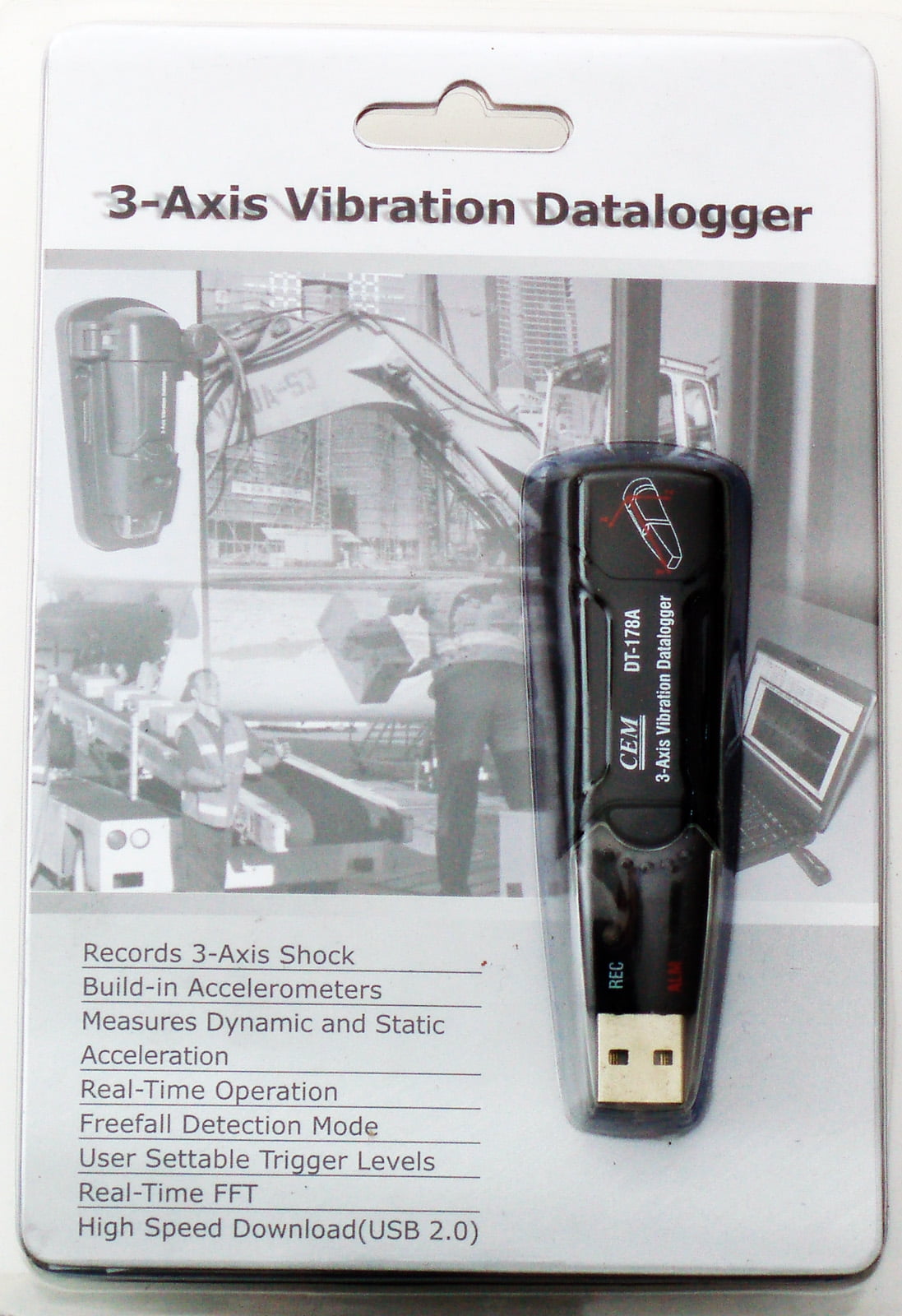 DT178A 3Axis Vibration DataLogger Accelerometer 4 Mb USB Shock
