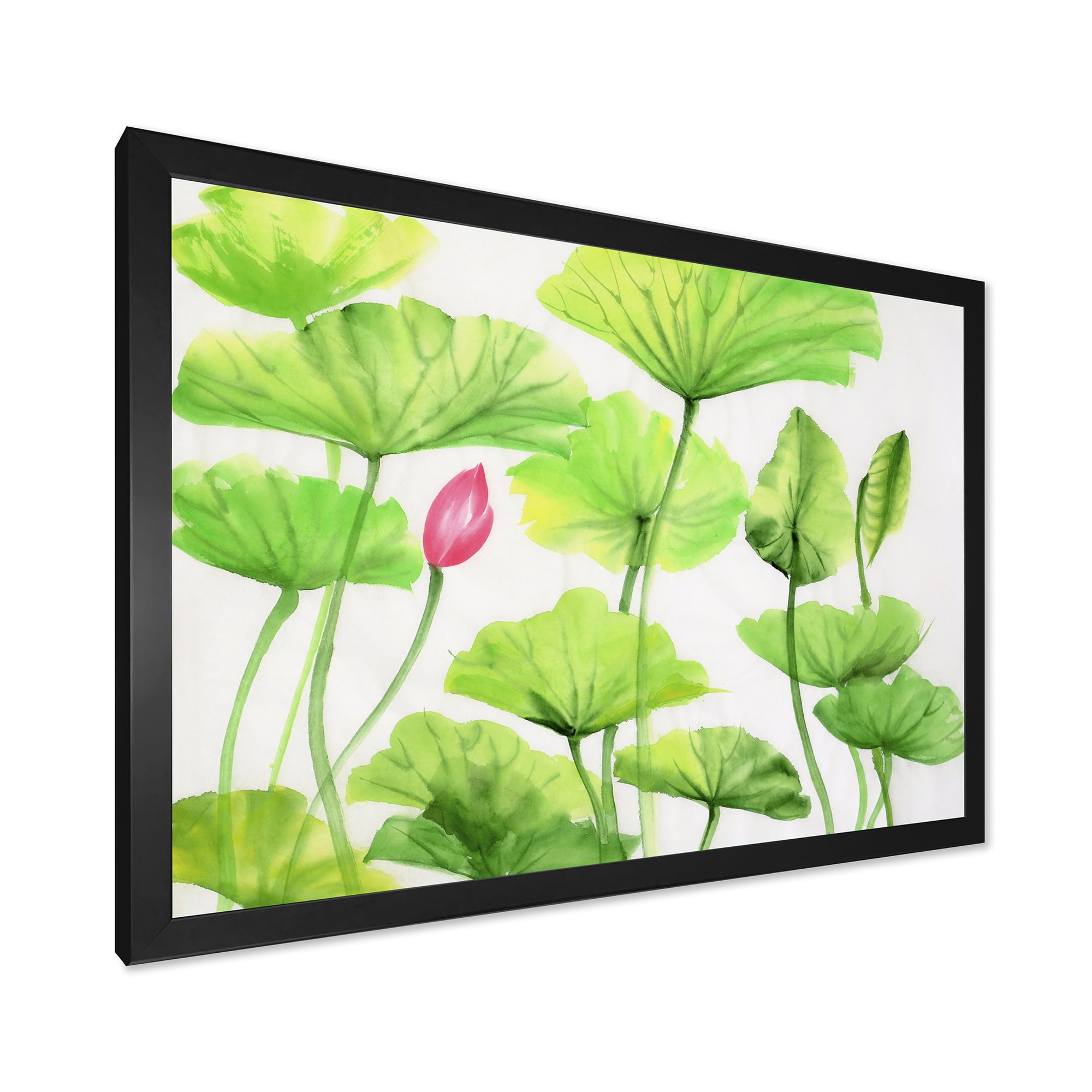 Designart 'Ancient Pink Lotuses In The Pond VIII' Traditional Framed Art Print