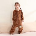 thumbnail image 4 of fnnxnal Kids Girls Orange Monkey Embroidered Flannel Romper with Full Front Zipper and Footless,Size 4-5 T, 4 of 8