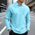 thumbnail image 5 of Men's and Big Men's Polos Shirts Solid Color Button Turndown Collar Pullover Top for Daily Work Wear, 5 of 7