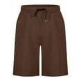 thumbnail image 2 of Pantalones cortos deportivos con cordón para hombre, talla grande, cintura elástica, poliéster, para gimnasio/verano, 2 of 6