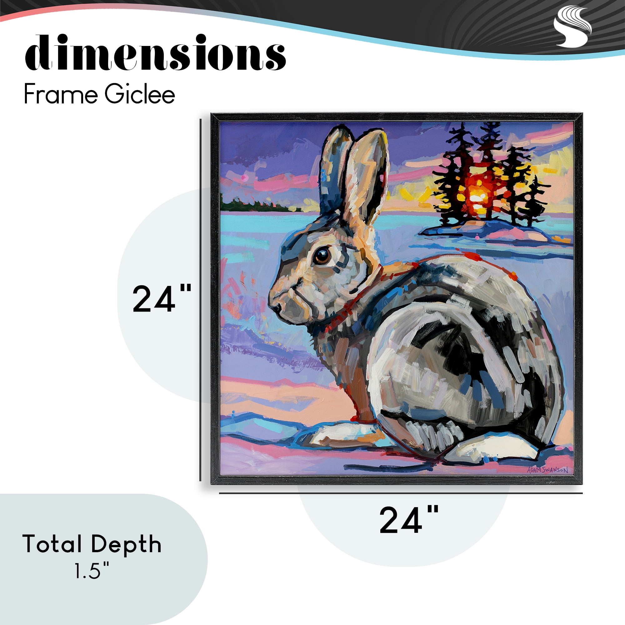 Runaway Goliath Rabbit Black Framed Giclee Art, design by Adam Swanson