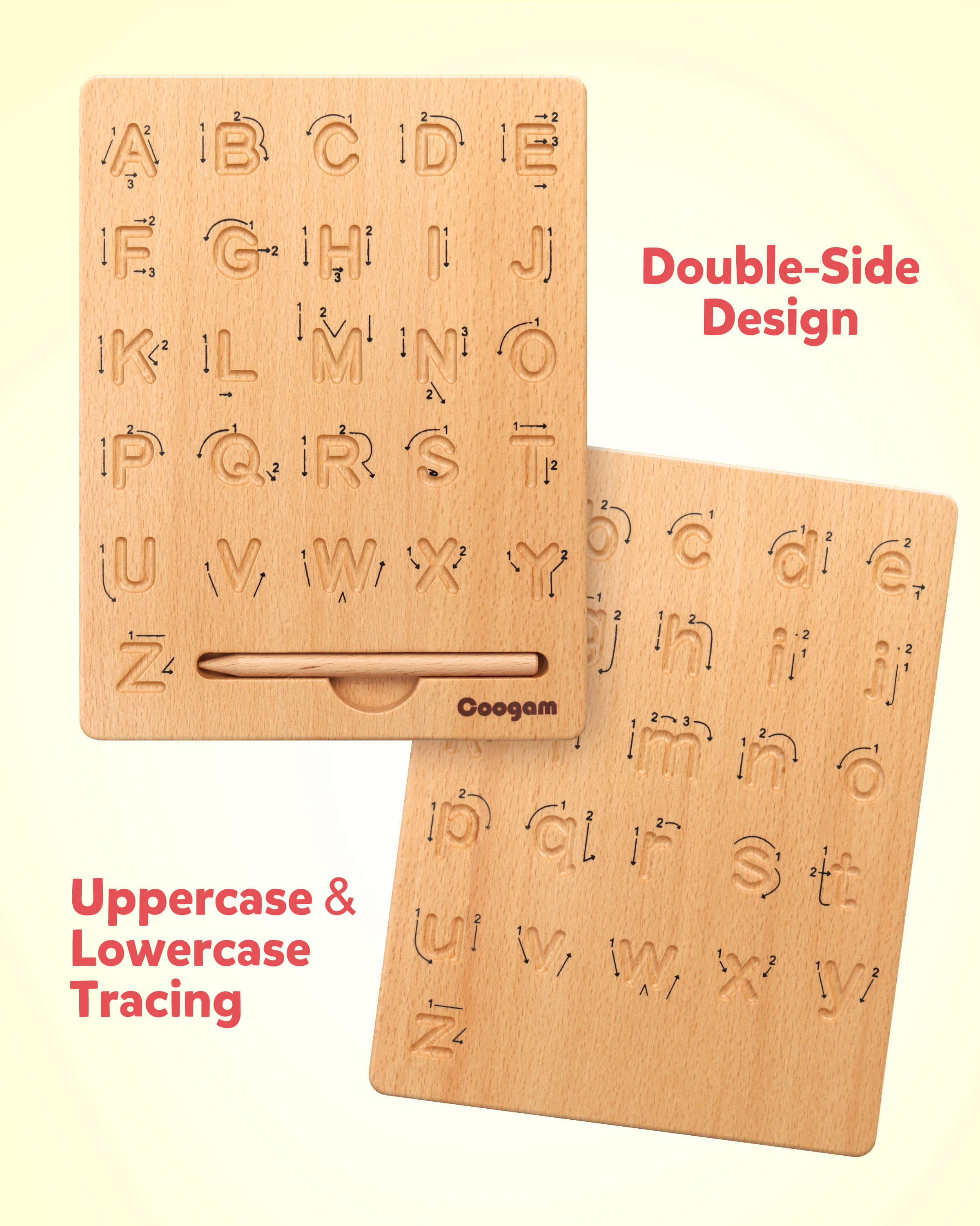 Trace Wooden Writing Practice Board Alphabet A-Z Preschool toy Pencil Kids Gift 