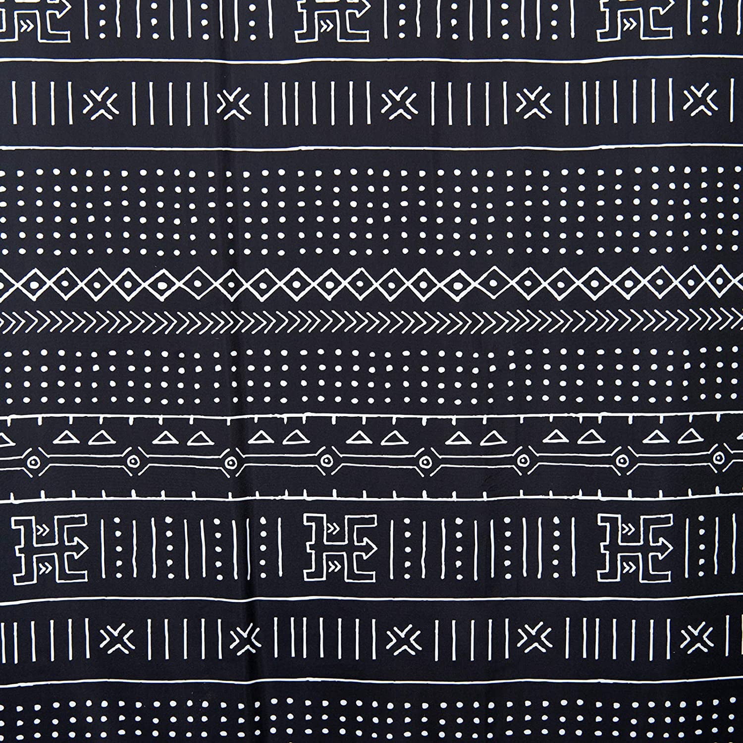 Black Boho Fabric Shower Curtain Mudcloth Patterned Tribal Hippie Simple Geometric Minimalist Bathroom Shower Curtain Sets Mud Cloth Decor, Heavy Weighted & Waterproof (Black , 72 x 72)