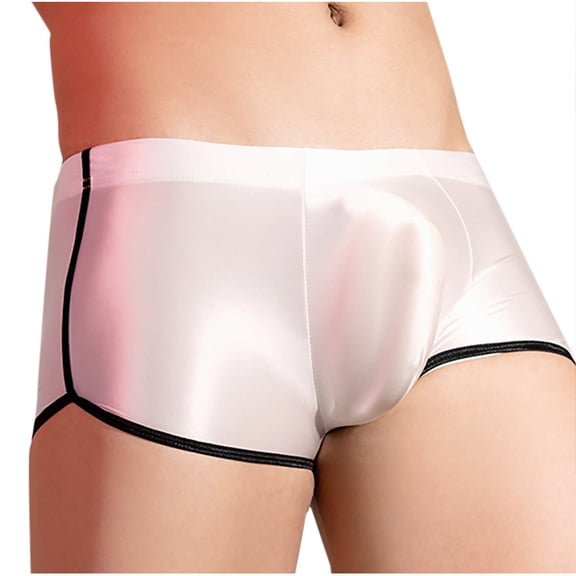 Wancir Men's Holographic Shiny Metallic Boxer Briefs Low Rise Wide Waistband Athletic Rave Bikini Undershorts