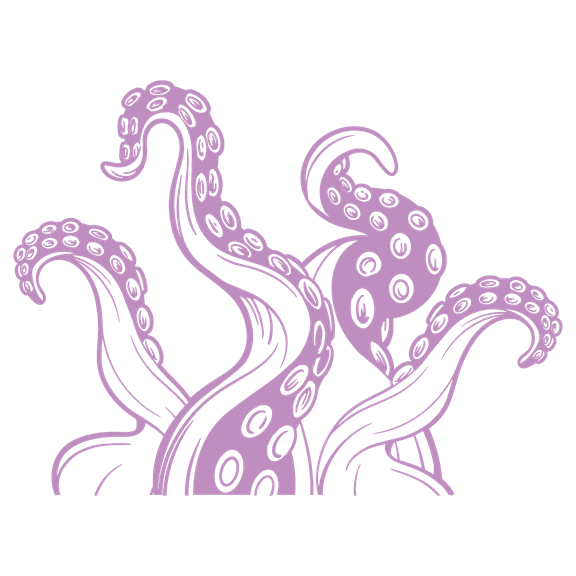 Abstract Purple Tentacle Design for Bathroom Vinyl Wall Decal - Octopus Silhouette Creative Artwork for Bath Wall Decoration 20" x 18"