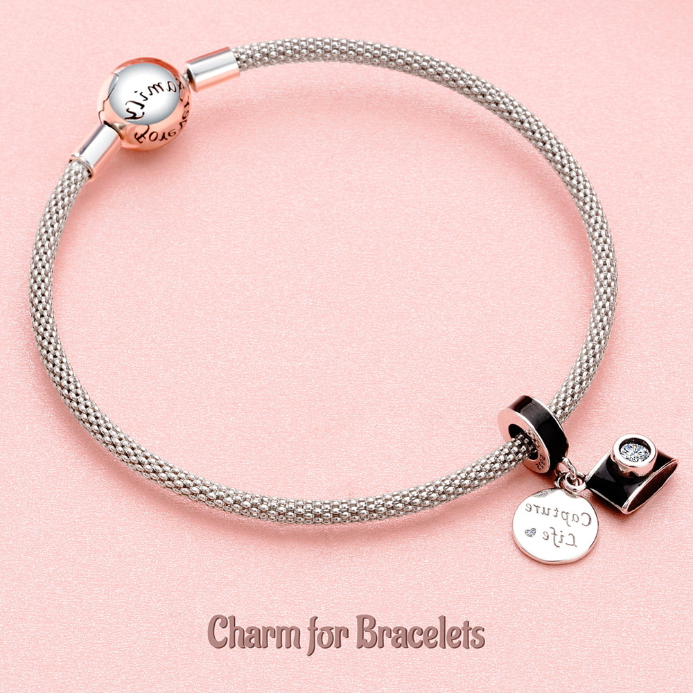 Sterling Silver and Crystal Funky Retro Camera Charm | TheCharmWorks.com