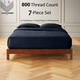 thumbnail image 2 of 7-PC Split King Organic 800-TC Cotton Sheet Set - 18" Deep Pockets with 4 Pillowcases - Navy Blue, 2 of 7