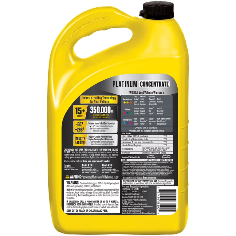 Prestone Antifreeze+Coolant Concentrate – 1 Gallon, 10yr/300k Mile Protection, All Vehicles