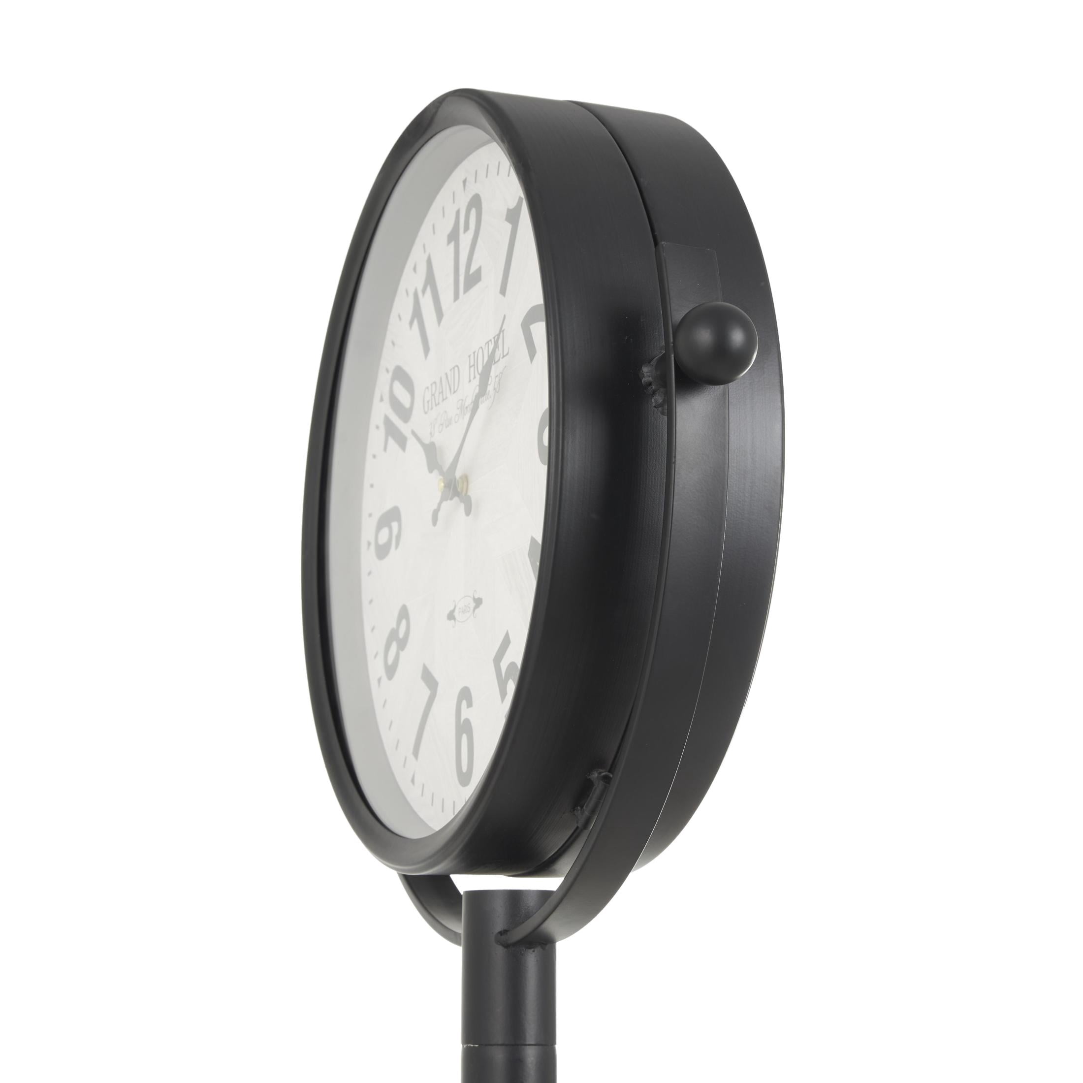 DecMode 72" Black Metal Double Sided Clock with Cone Shaped Base