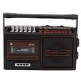 thumbnail image 4 of Reproductor de casete grabadora banda completa tarjeta enchufable silenciosa AM FM Radio portátil para niños mayores marrón enchufe estadounidense 110V, 4 of 5