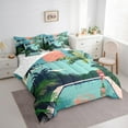 thumbnail image 3 of Feelyou Fashion Girl Bedding Comforter Set 7 Pieces, Cartoon Swimming Pool Full Bedding Set, Summer Coconut Tree Reversible Fitted Sheet Flat Sheet, Microfiber Bedroom Decor, 3 of 7