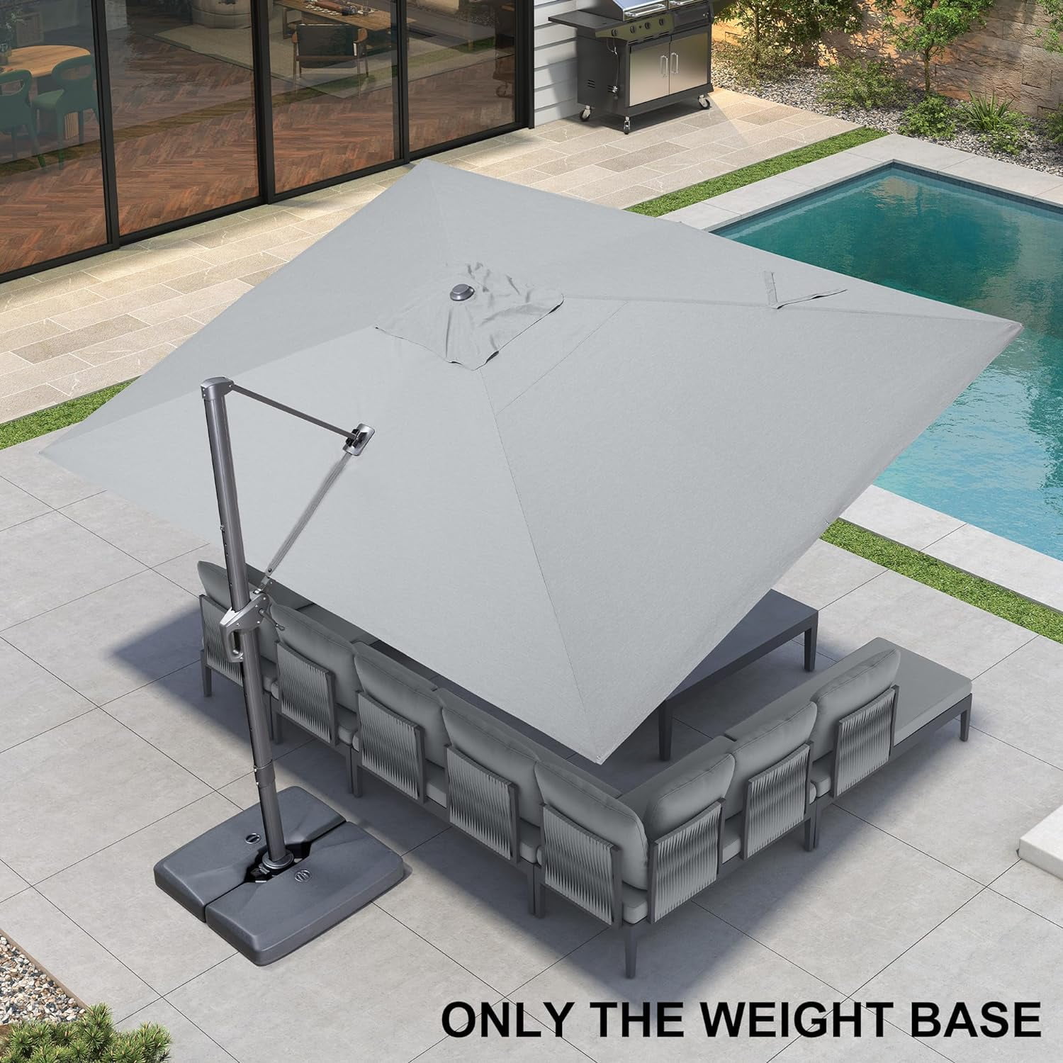 PURPLE LEAF 220 lBS Heavy Duty Patio Umbrella Base Offset Cantilever Umbrella Base Sand/Water Filled Square for Outdoor