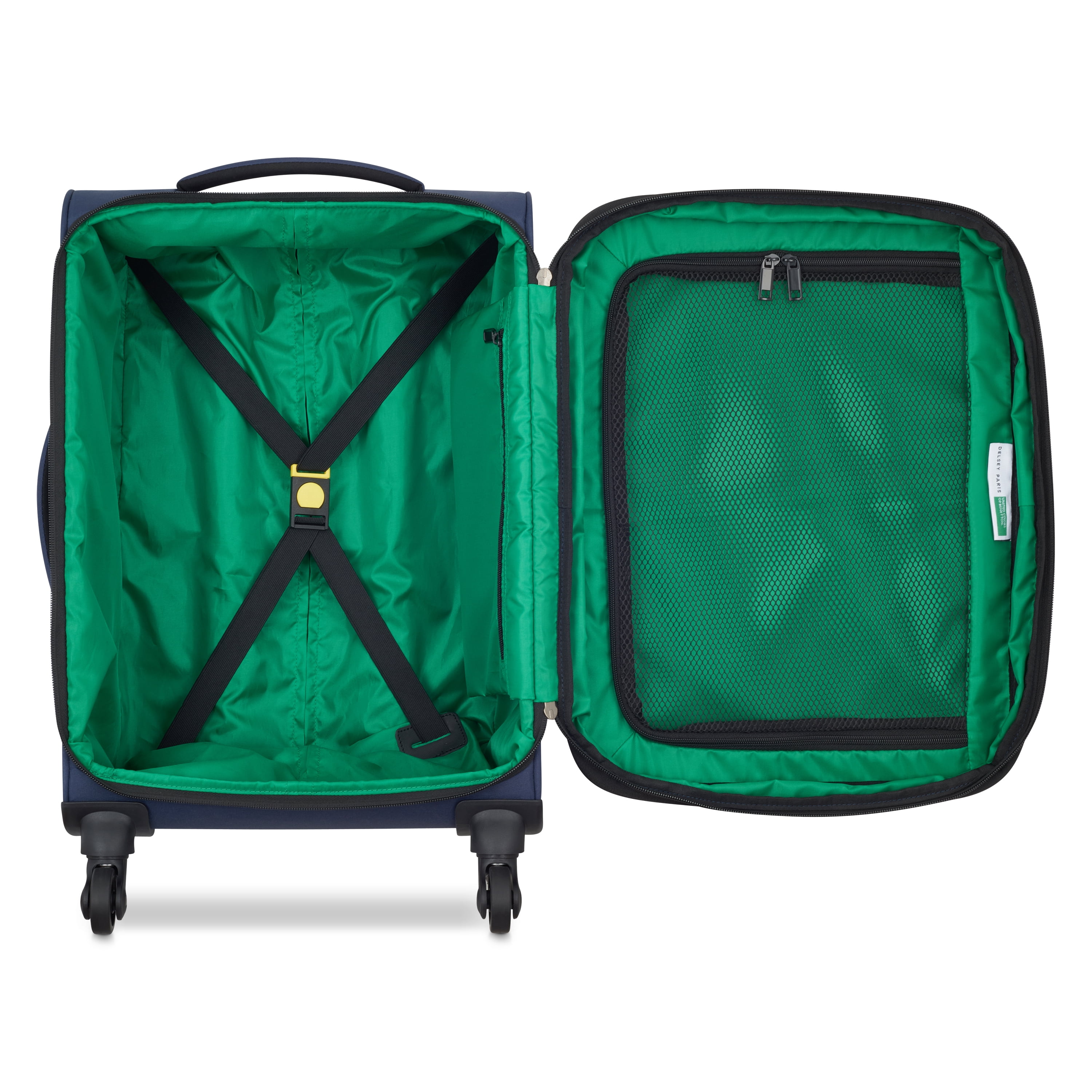 United Colors of Benetton x Delsey Paris Ribbed Softside 20" Carry-on Expandable Spinner Luggage, Navy
