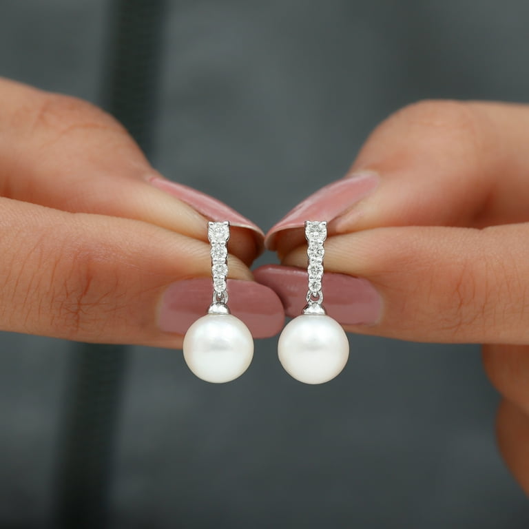 Order White Drop Shape Pearl Earrings