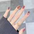 thumbnail image 3 of 24 Pcs Ongles Postiches Violet Raisin Pailletés Cube 3D Faux Ongles pour Femmes et Filles Colle Gelée, 3 of 9