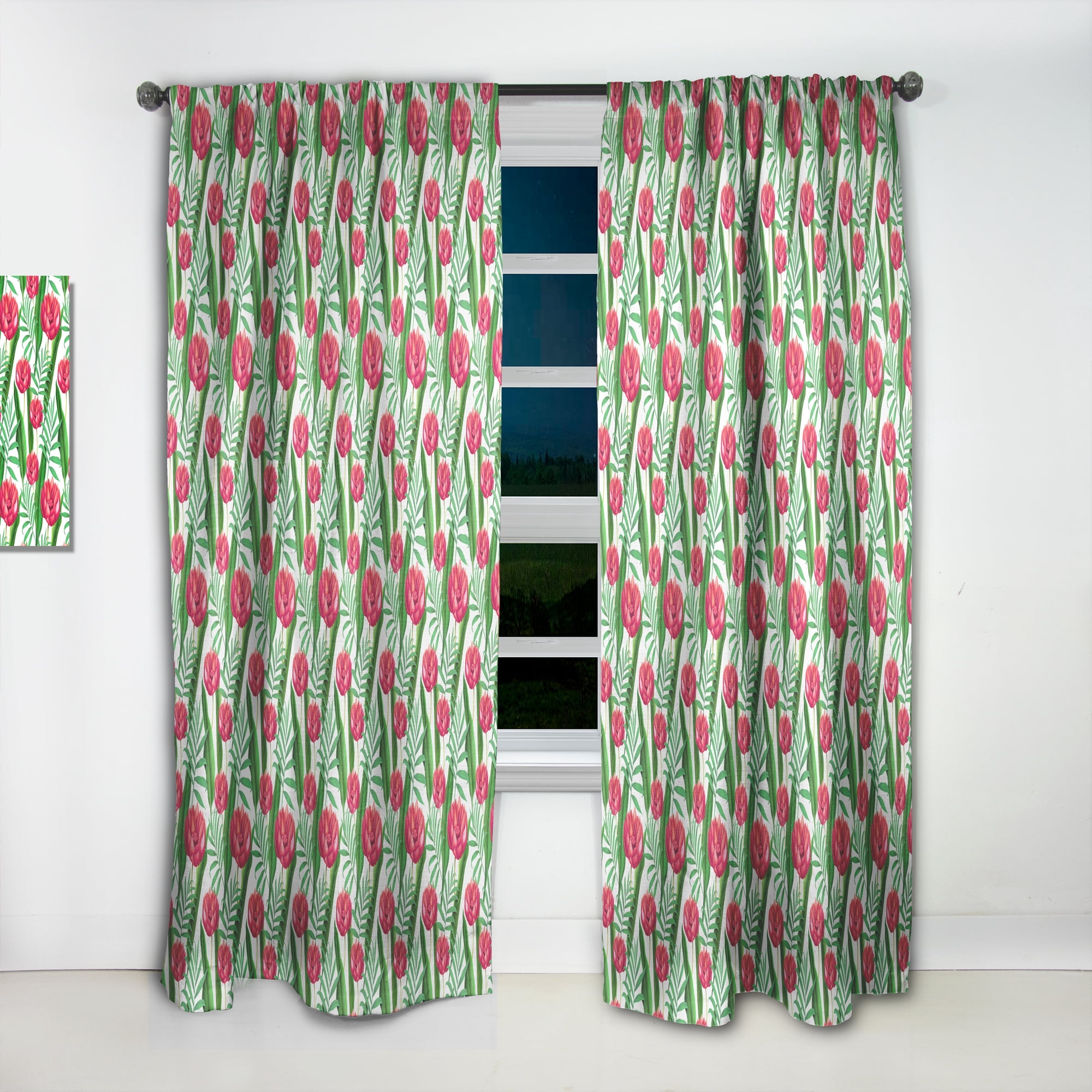 Designart 'Tropical Bright Mood XI' Floral Curtain Panel