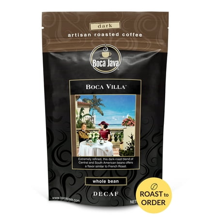 Boca Java Decaf Boca Villa Whole Bean Coffee, Dark Roast, 8 oz. Bag, 100% Arabica, Roast to Order