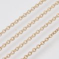 thumbnail image 2 of 1roll Brass Cable Chains Textured Soldered with Spool Flat Oval Golden 2x1.4x0.4mm about 39.37 Feet(12m)/roll, 2 of 4