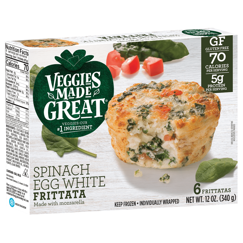 Veggies Made Great Spinach Egg White Frittata, 12oz, 6ct Box (Frozen)