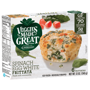 Veggies Made Great Spinach Egg White Frittata, 12oz, 6ct Box (Frozen)