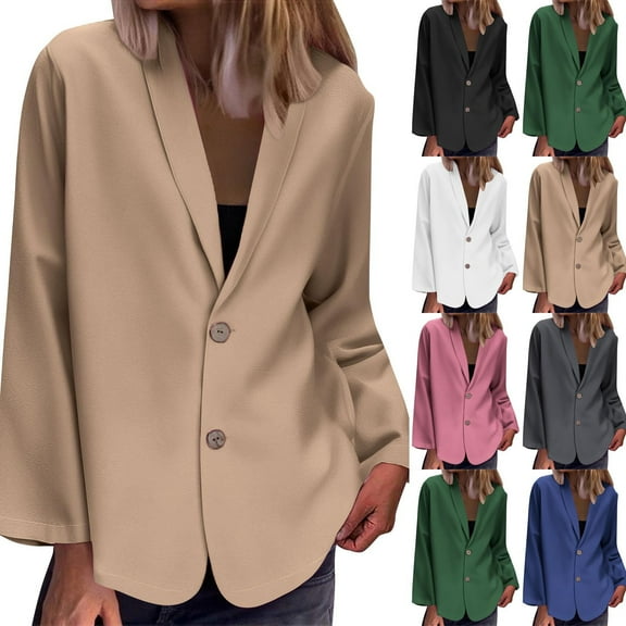 Hrsba Women's Casual Long Sleeve Sweatshirt Long Sleeved Round Neck Top/shirt Solid Color Long Sleeve Loose Blazer Cardigan Outerwear