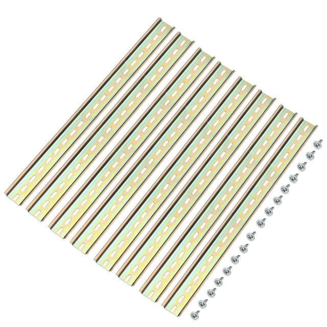 Unique Bargains DIN Rail Slotted Iron Mounting Guide 16 Inch x 1.4 Inch x 0.3 Inch Iridescent 8 Pcs