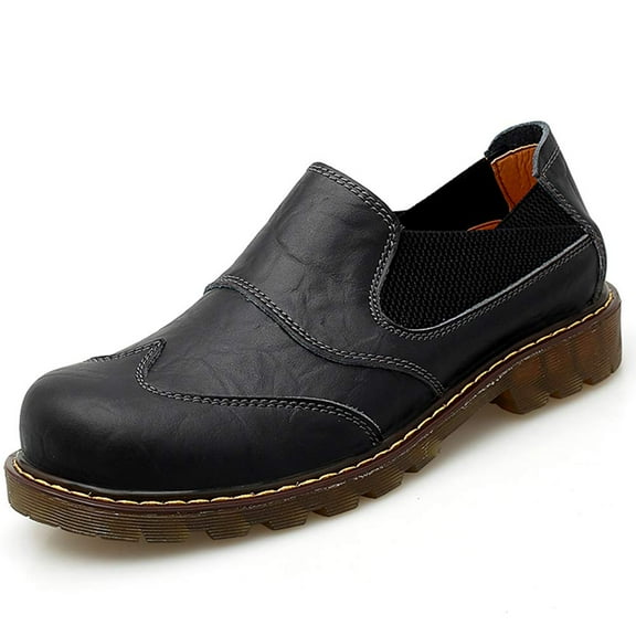 Men's Leather Shoes Large Size Loafer Shoes Four Seasons Shoes Soft and Comfortable Business Shoes Breathable Walking Shoes Black 6.5 UK
