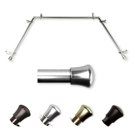 Domovina 13/16" Bay Window Curtain Rod-Color:Satin Nickel,Size:78-144"