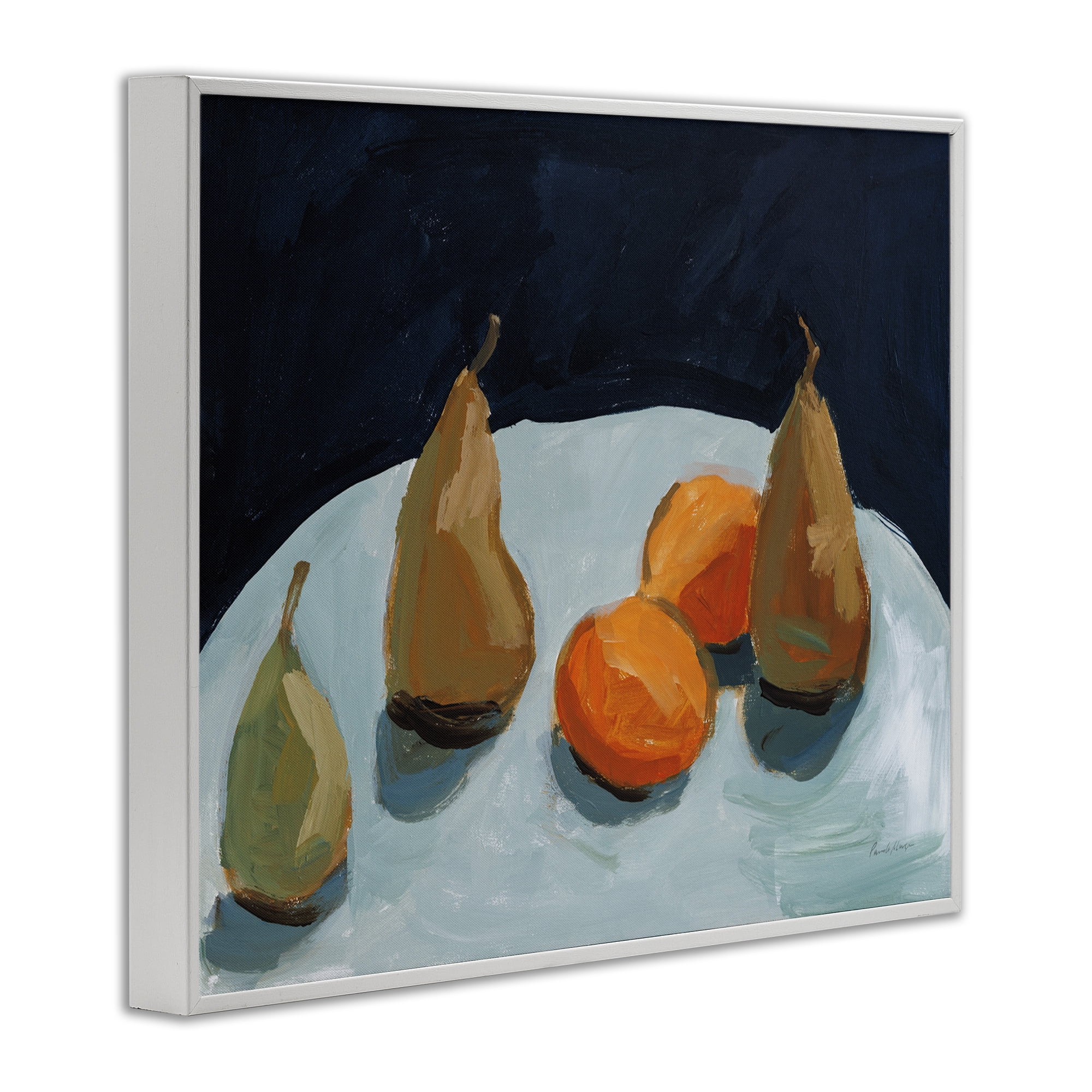 Stupell Industries Pear & Orange Food & Beverage Painting White Framed Art Print Wall Art, 14 x 11
