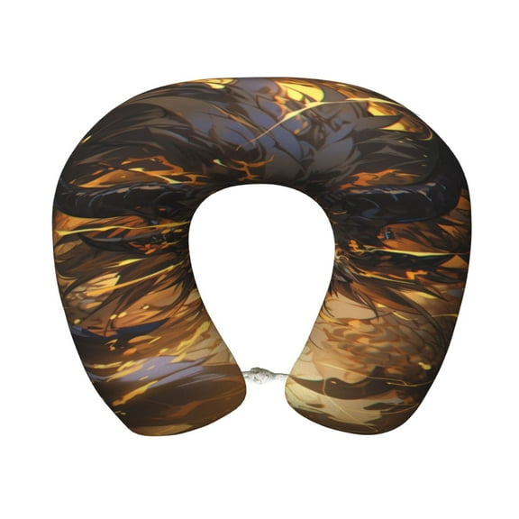 Xecao Cool Black Gold Dragon Print Memory Foam Cervical Neck Pillow Versatile U-Shaped Pillows for Home,Office,Camping,Travelling,Soft Washable Cover