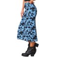 thumbnail image 4 of INSPIRE CHIC Floral Skirt for Women's Elastic High Waist Mesh Fishtail Fall Winter Elegant Midi Skirt L Light Blue, 4 of 6