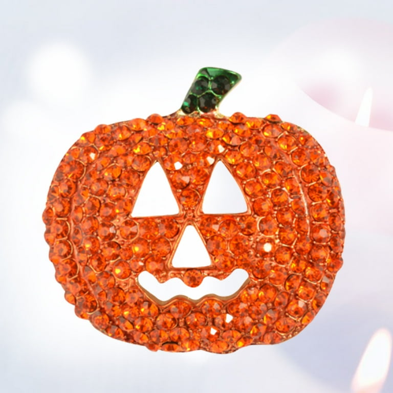 Pin Brooch Halloween Pumpkin Rhinestone Jewelry Enamel Jewellery