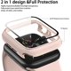 thumbnail image 2 of 2 Pack Cases Compatible with Apple Watch Case 45mm Series 7 Built in Tempered Glass Screen Protector Ultra-Thin Bumper Full Coverage iWatch Protective Cover for Women Men (Pink/White), 2 of 5