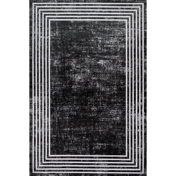 Grey Framed Area Rugs for Living Room Washable Rugs Boho Moroccan Area Rug Soft Neutral Geometric Bohemian Carpet Distressed Indoor Rug for Bedroom Dining Room Office Foldable Nonslip Rug