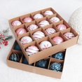thumbnail image 2 of Adornos de bolas de plástico galvanizado para Navidad, 6 cm, 16 piezas, bolas de Navidad pintadas de rosa mixtas, copos de nieve, árbol de Navidad o, 2 of 4
