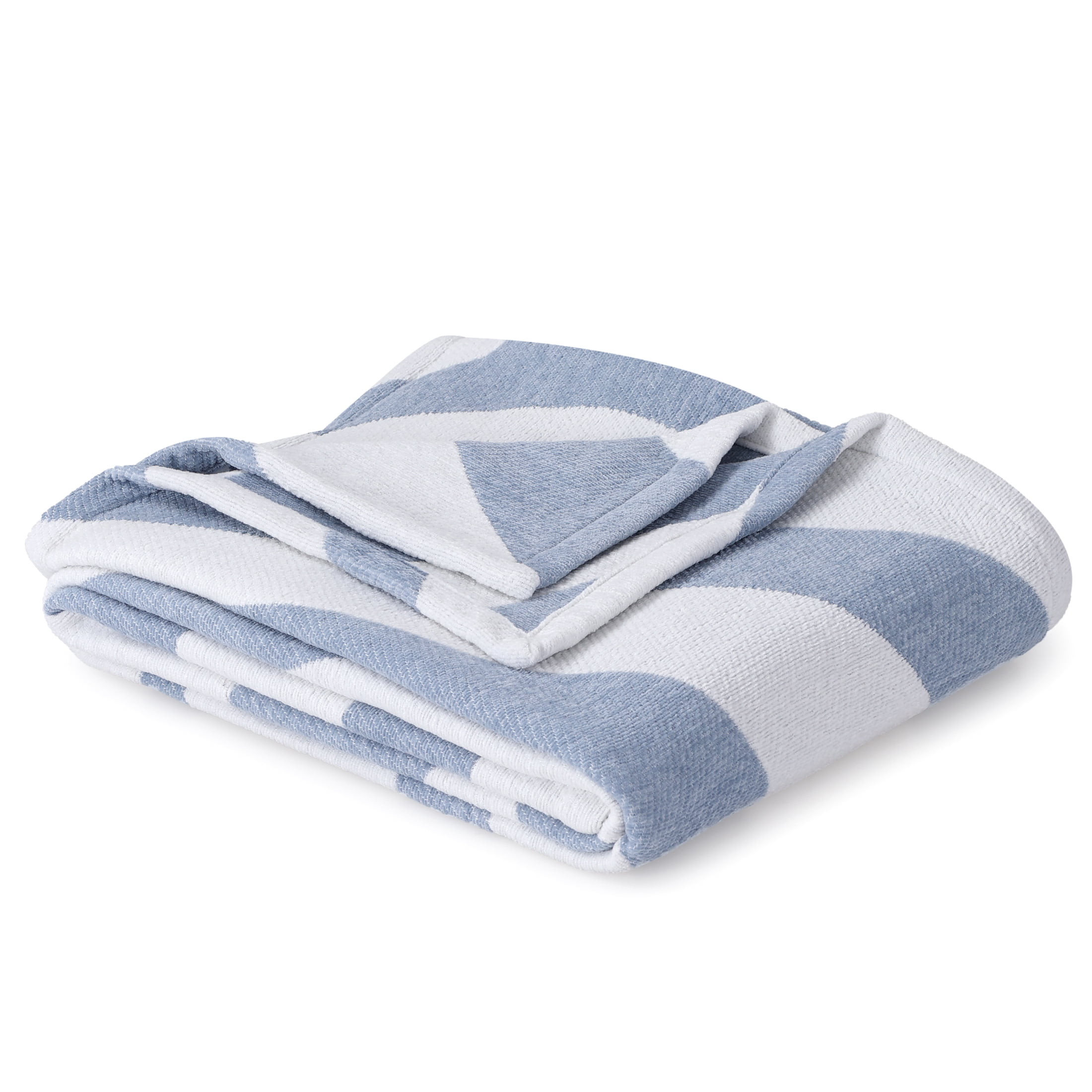Better Homes & Gardens Jacquard Chenille Soft Throw Blanket, Blue Silver