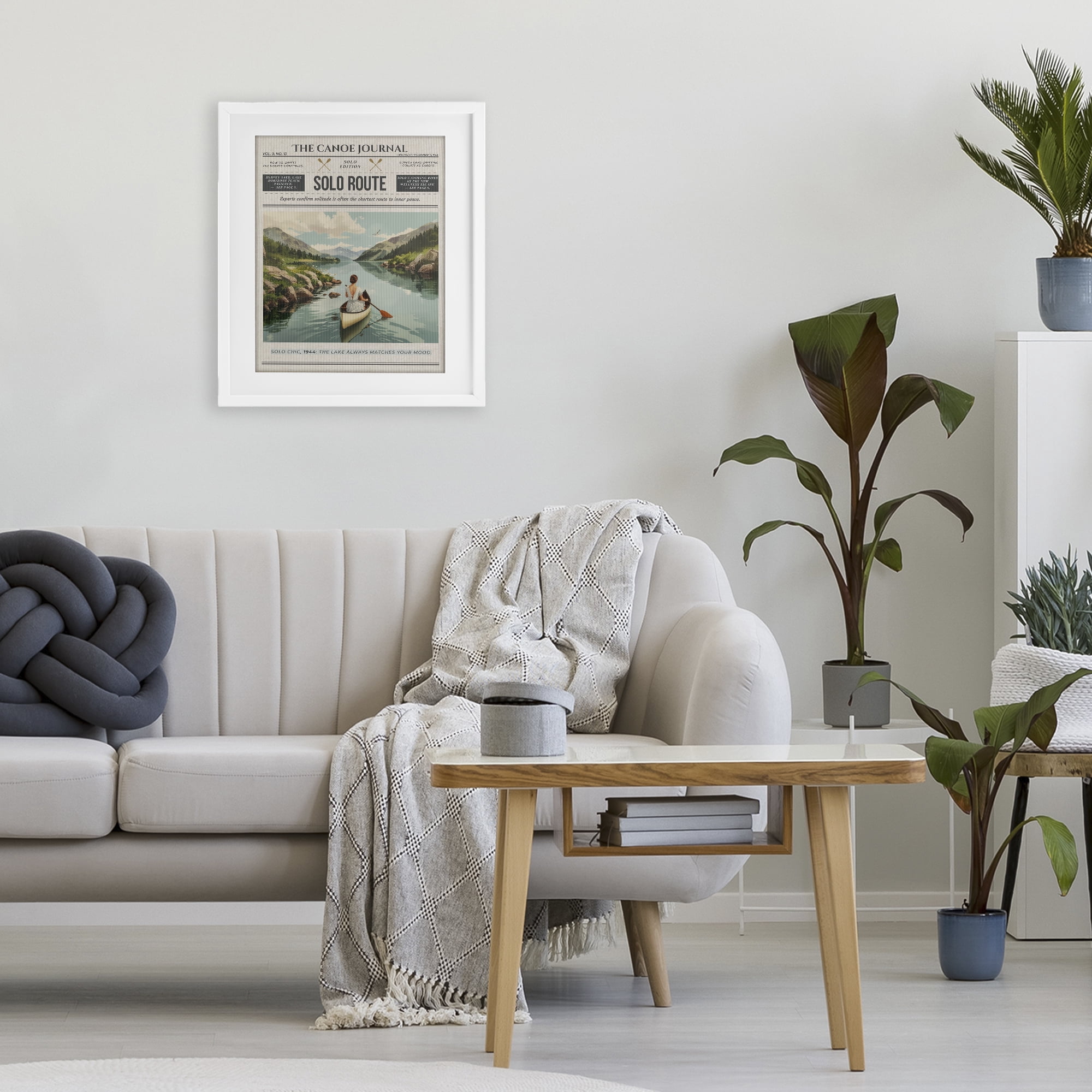 Stupell Industries Canoe Journal Newspaper White Framed Print Under Glass, design by A Barefoot Stylist