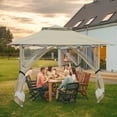 thumbnail image 3 of Dextrus 13x13ft Pop Up Gazebo Double Roof Patio Gazebo, Outdoor Portable Canopy Instant Tent with Netting for Lawn, Garden, Backyard and Deck, Beige, 3 of 6