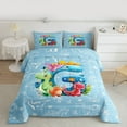 thumbnail image 2 of Feelyou Monogrammed G Kids Queen Comforter Set, Dinosaur Print Bedding Sets, Kawaii Cartoon Animal Reversible Bedding Comforter Set, Super Cozy Room Decor, 3-Piece, 2 of 8