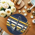 thumbnail image 2 of Nautical Anchor Round Placemats Set of 8 for Dinning Tables,Heat-proof Braided Table Mats 15 Inch,Navy Blue Yellow Striped Farmhouse Ombre Washable Place Mat for Kitchen Restaurant Party Table Decor, 2 of 9