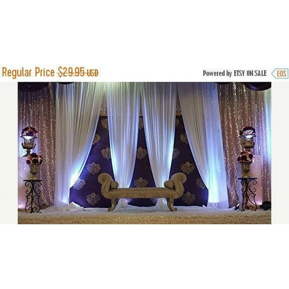 115" x 86" WHITE Chiffon Drapes Panels for Event Decor - Backdrop Draping