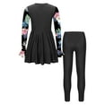 thumbnail image 2 of HULIJA Kids Girls 2pcs Swimsuit Long Sleeve Print Dress with Pants UPF 50+ Rash Guard Swimwear Black 12, 2 of 4