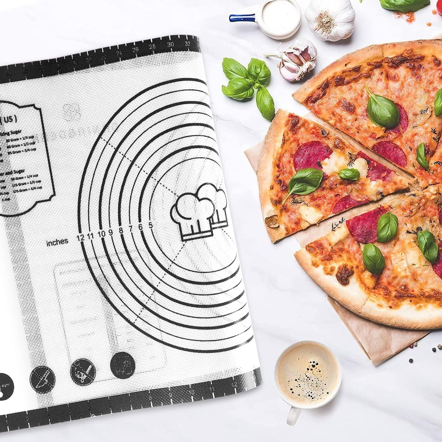 KitchenKey Pastry Mat, 28" x 20" Food Grade Silicone Extra Large Non Stick Baking Sheet Mat with Measurement for Making Cookies,Macarons,Bread and Pastry