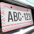 thumbnail image 6 of 1 Pcs Pink Geometric Tribal License Plate Frame,License Plate Cover for Car Decorative Parts,Aluminum License Plate Bracket Holder Rust-Proof for US Standard Car, 6 of 8