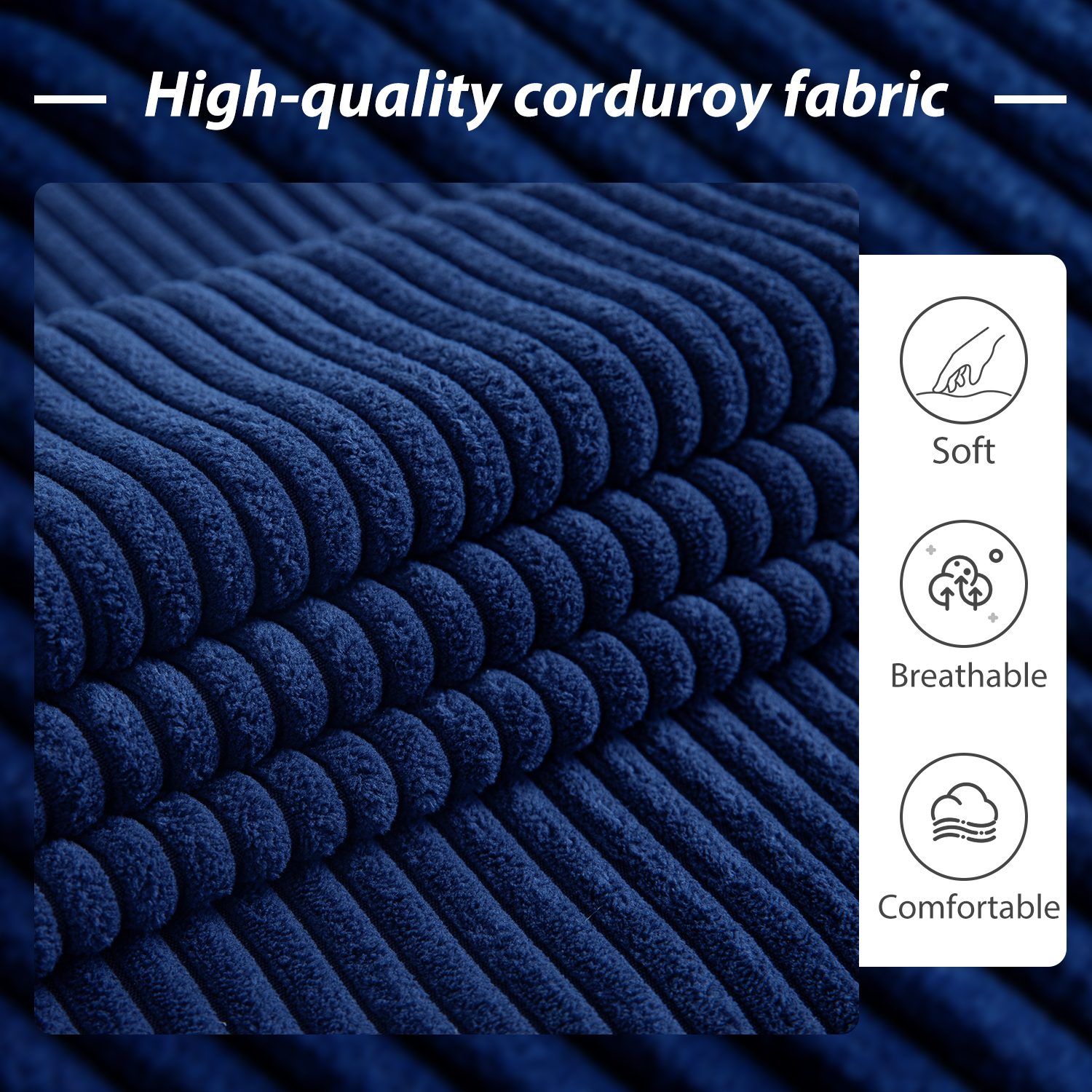BYBYME 6 inch Tri-Fold Mattress,Corduroy Folding Mattress Made of a Whole Foam,Memory Foam Mattress Topper Perfect for Sleeping,Camping,Twin,Navy